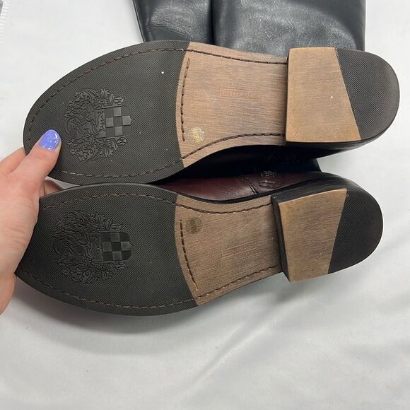 Brown & Black Leather VInce Camuto Knee High Boots - Picture 4 of 8